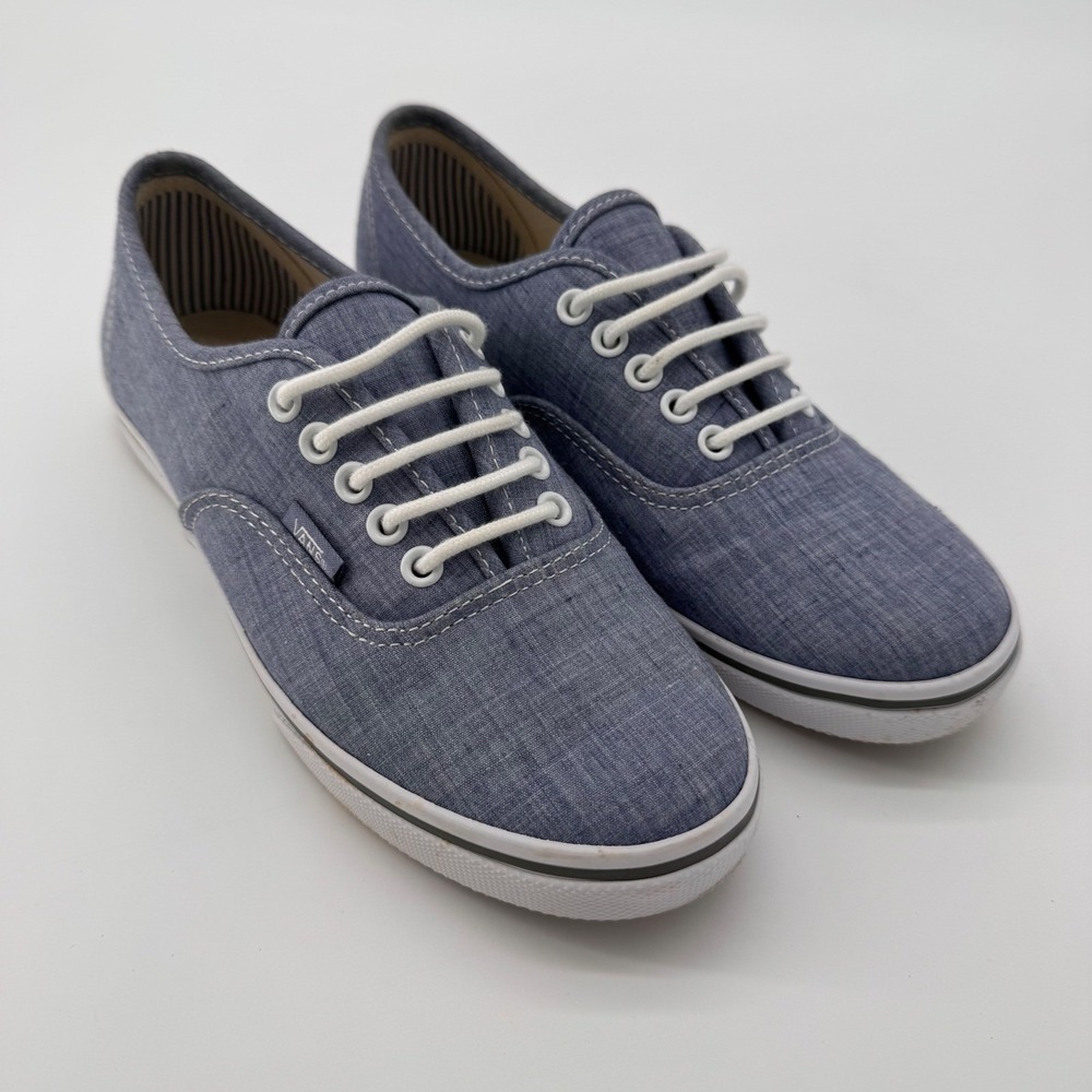 Vans Chambray Denim Lo Pro Sneakers Casual Shoes Blue‎ White US 4.5M/6W